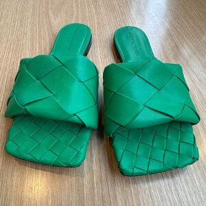 Bottega Veneta Green Intrecciato Mules